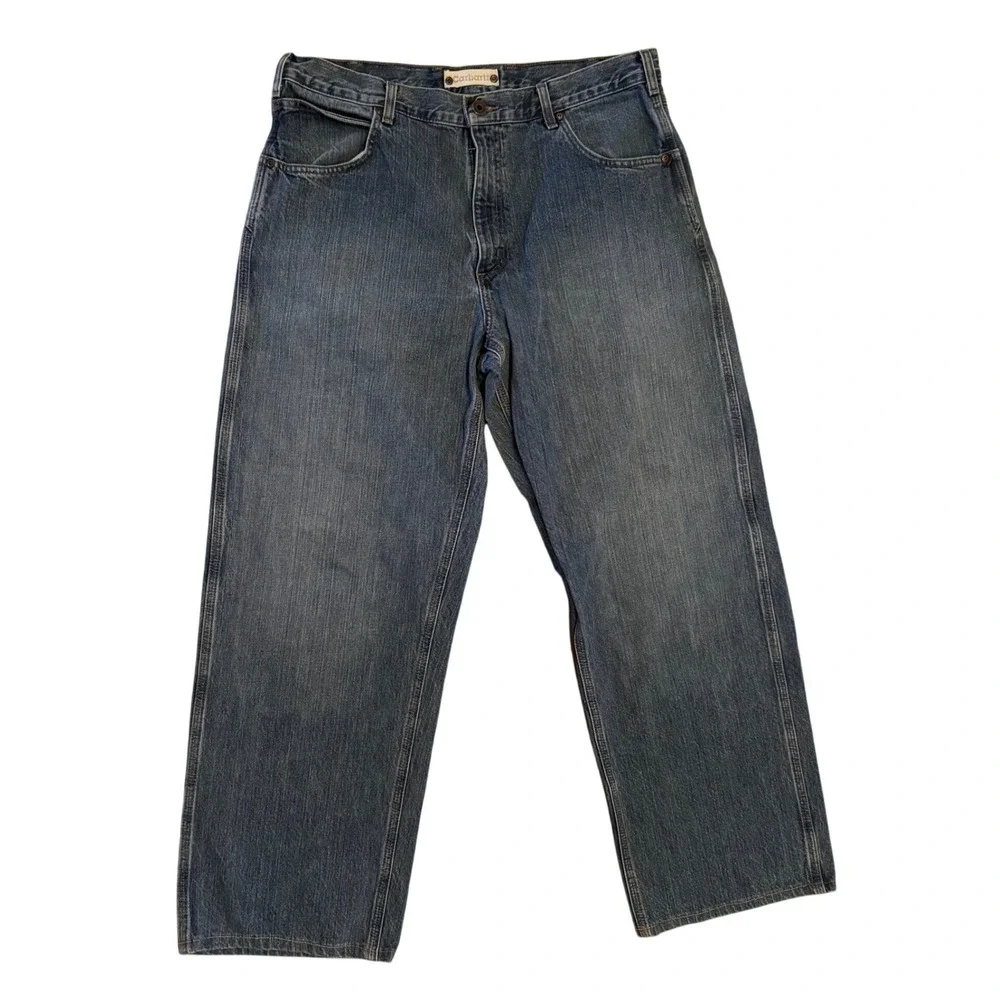 Carhartt B180 LVN Loose Fit Jeans Mens 38x34 Blue Denim‎ Light Wash Workwear